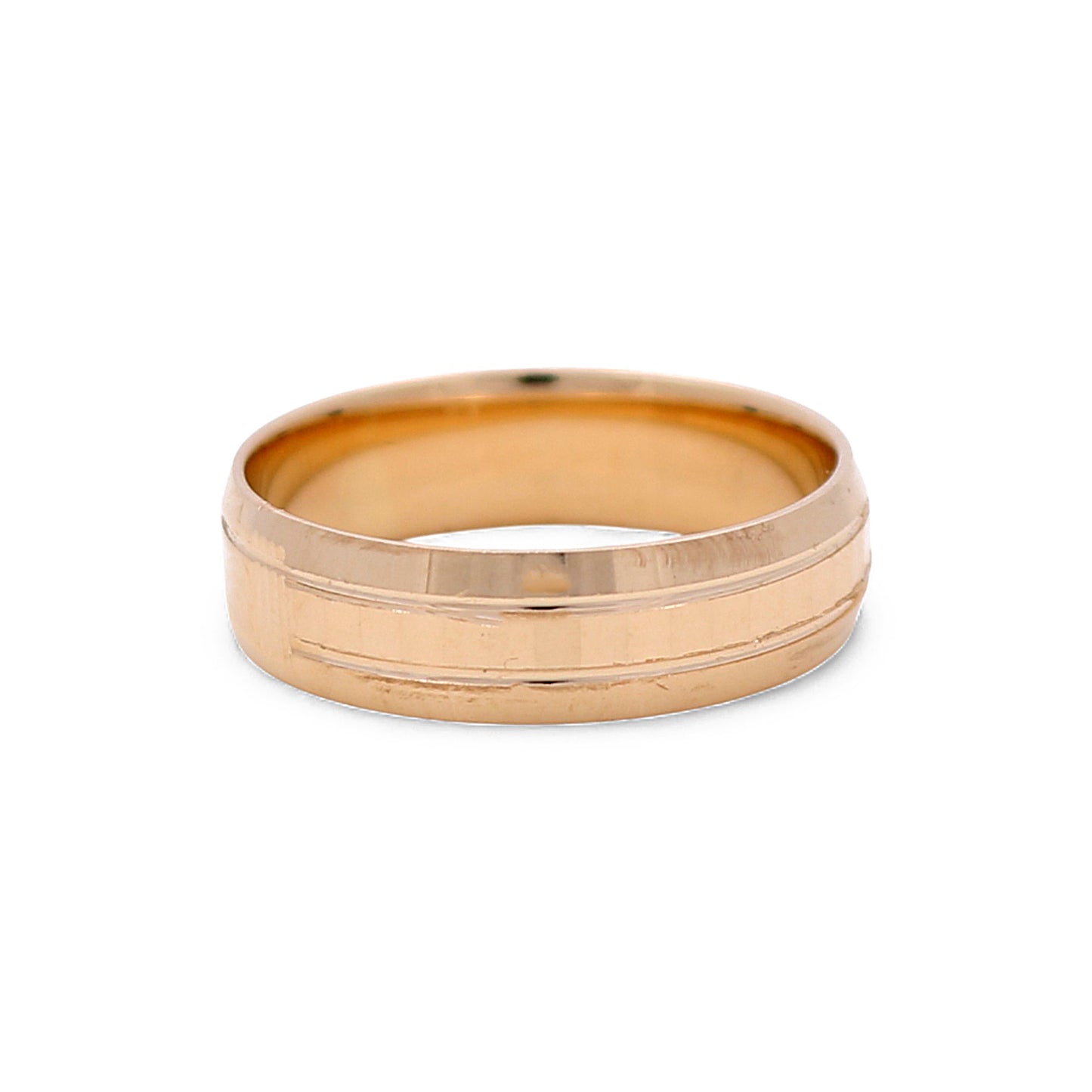 14K Yellow Gold Men’s Wedding Band with Design / Size: 10 / Weight: 5.3 GR / DEEMWB4DS-3