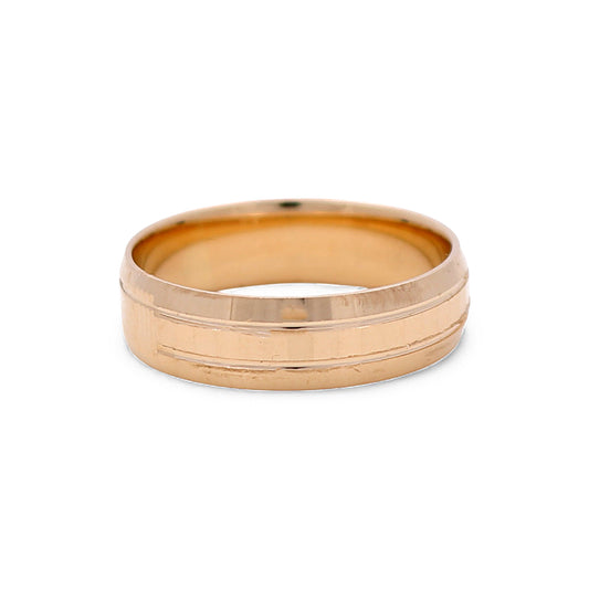 14K Yellow Gold Men’s Wedding Band with Design / Size: 10 / Weight: 5.3 GR / DEEMWB4DS-3