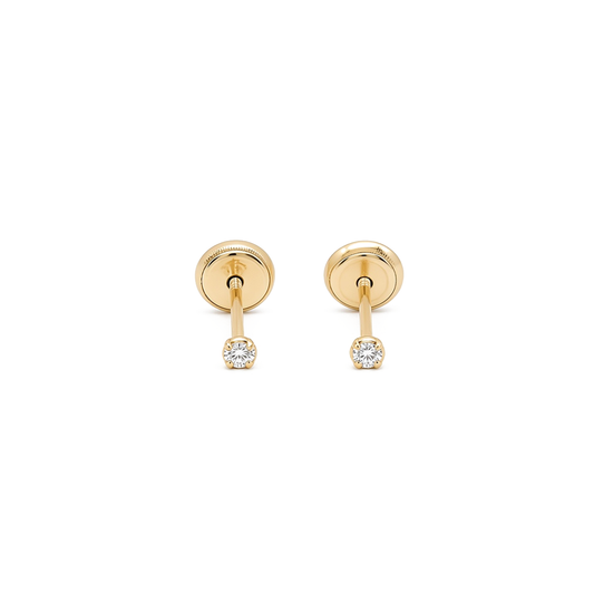 14K Yellow Gold Fashion Stud Earrings with Cz Stone / Size: Small / 6-335101PS2