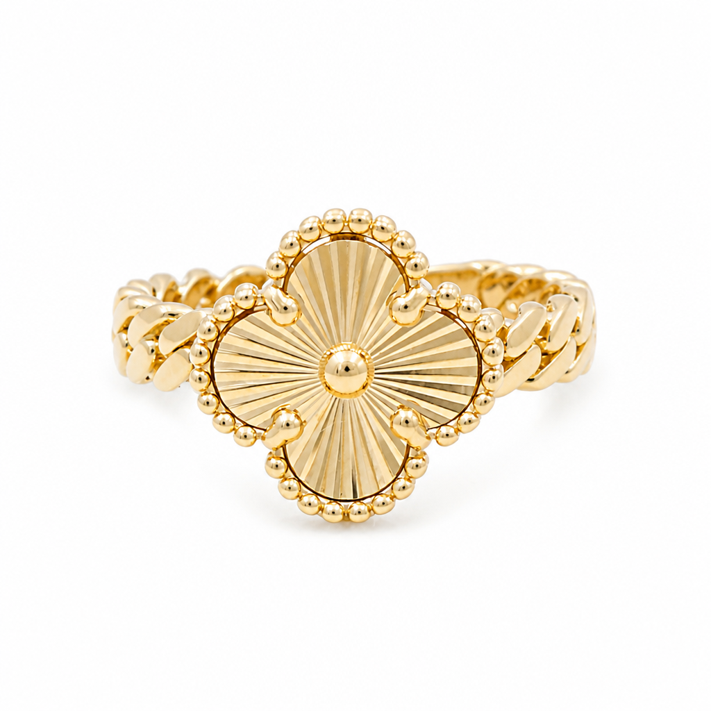 10K Yellow Gold Clover Women's Ring / Size: 9 / Weight: 4 GR / DQWR0CLV-9