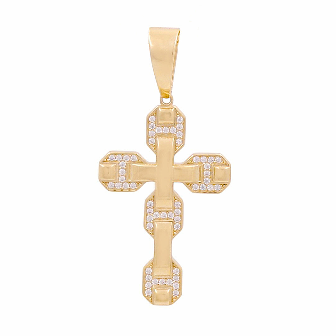 14K Yellow Gold Fashion Cross Pendant with Cz / Weight: 6.4 GR / 774-00148