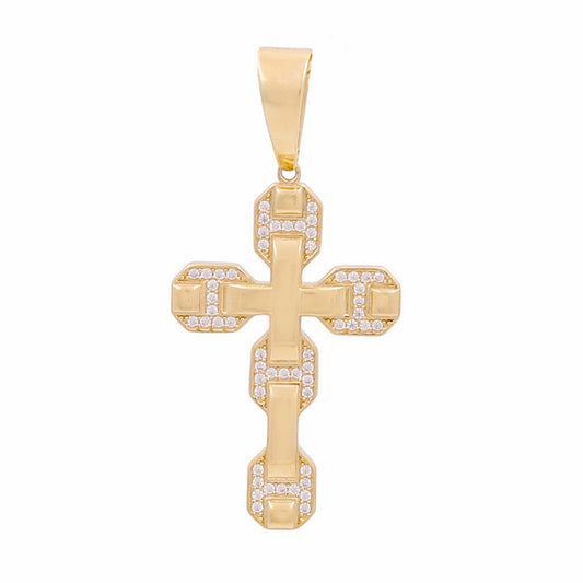 14K Yellow Gold Fashion Cross Pendant with Cz / Weight: 6.4 GR / 774-00148