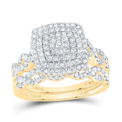 14K Yellow Gold Diamond Double Halo Bridal Ring / Size:7  / 187707
