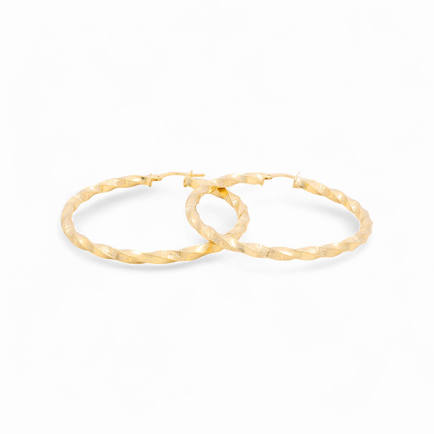 14K Yellow Gold Women's Twist Hoops Earrings with Greek / Size: 3mmx20mm / Weight: 2.2 GR / 240-00397