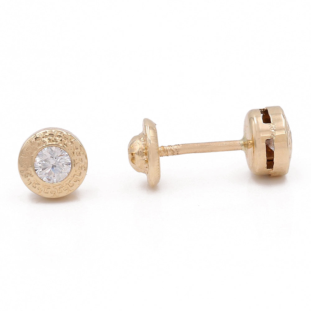 14k Yellow Gold Stud Earrings With Cz / 6-232501PS3