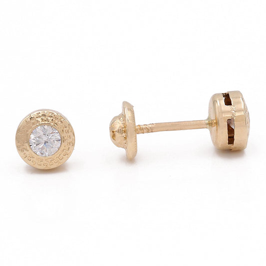 14k Yellow Gold Stud Earrings With Cz / 6-232501PS3