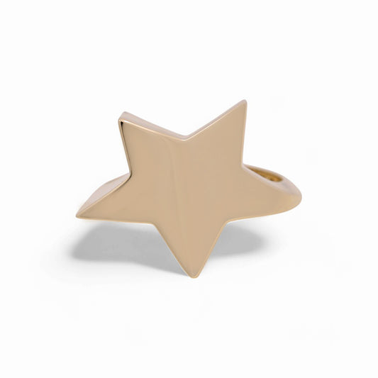 Anillo de mujer con estrella en oro amarillo de 14 quilates / Peso: 3 gr / Talla: 7 / Y24-1006