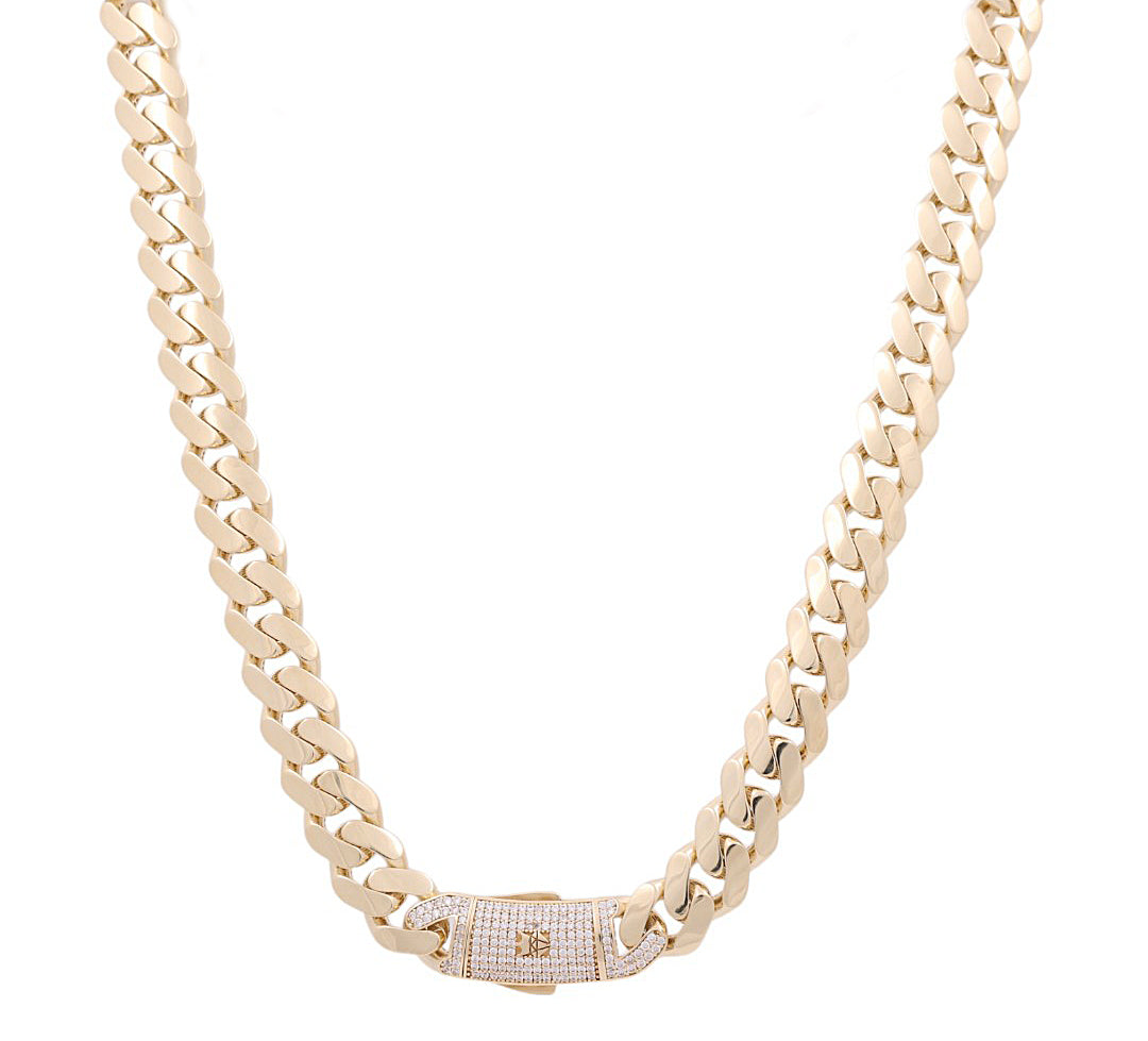 10K Yellow Gold Monaco Semisolid Chain / Stone: Cz / Size: 13mm 22" / Weight: 45.3 GR / COCH0MON13-22