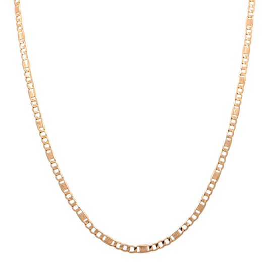 10K Yellow Gold Semisolid Figaro Chain With Greek / Size: 4.2MM 22" / Weight: 6 GR / CSCH0FG4.2-22