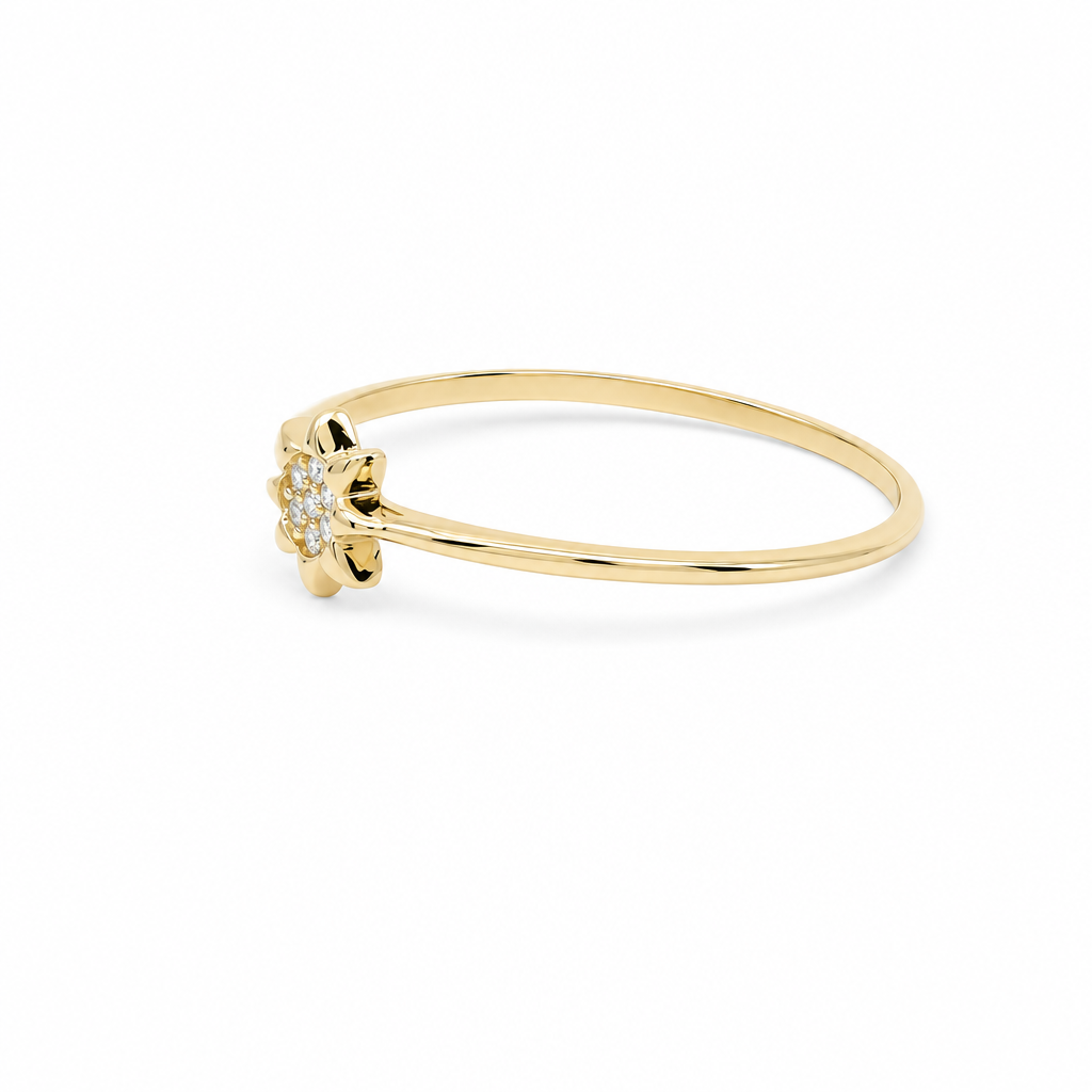 14K Yellow Gold Sun Women's Ring with Cz / Size: 9 / Weight:  0.8 GR / DQWR4SN