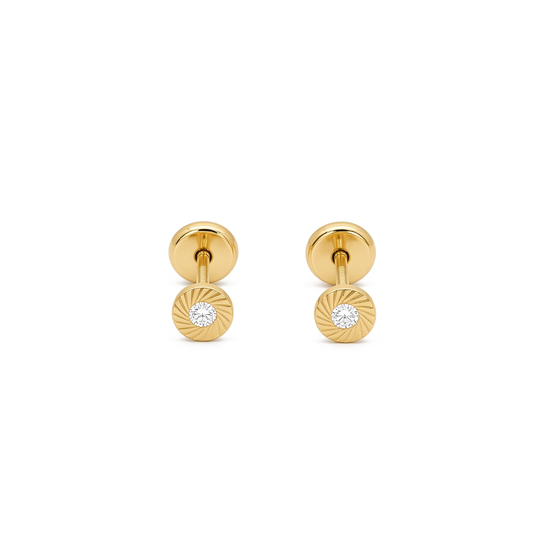 14K Yellow Gold Fashion Stud Earrings with Cz Stone / 6-452401PS2