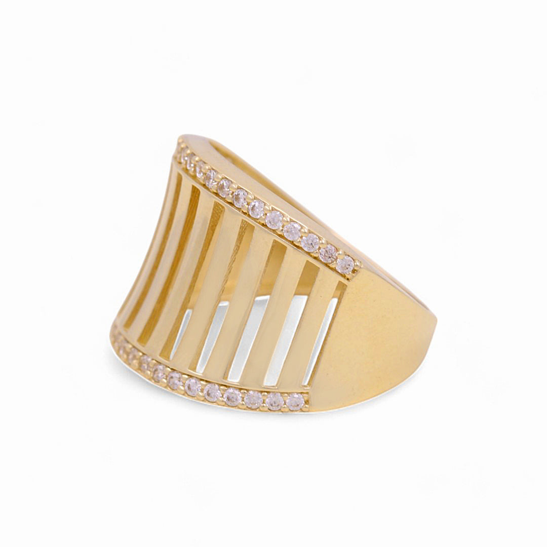 14K Yellow Gold Fashion Women's Ring with White Cz / Size: 7 / Weight: 3.2 GR