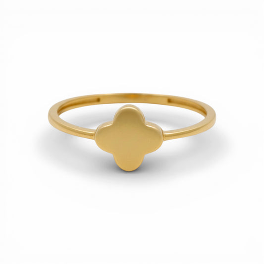 10K Yellow Gold Clover Women's Ring  / Size: 8 / Weight: 0.9 GR