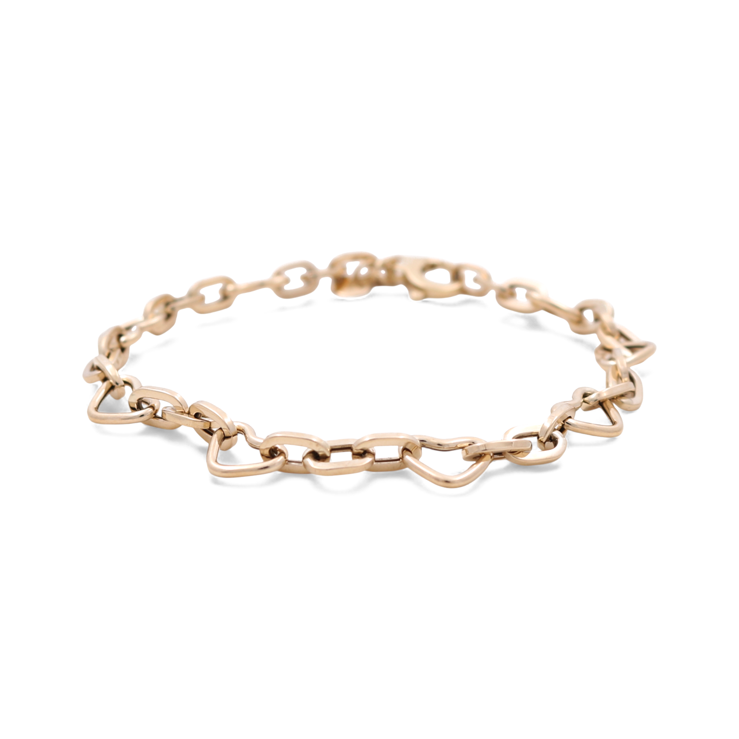 14K Yellow Gold Hearts Women's Bracelet / Size: 7.75" / Weight: 3.8 GR / ICWB4HR-1