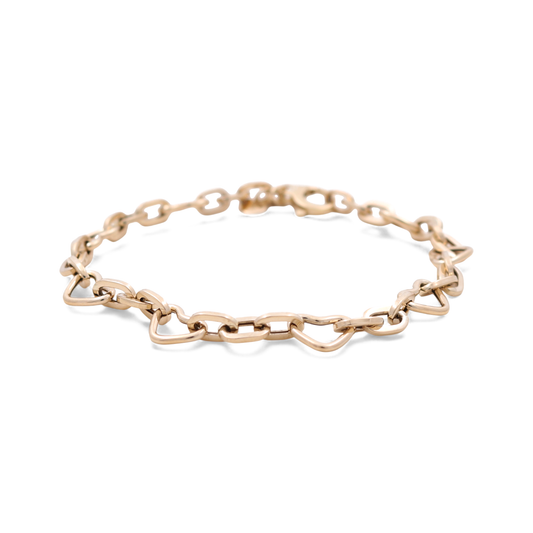 14K Yellow Gold Hearts Women's Bracelet / Size: 7.75" / Weight: 3.8 GR / ICWB4HR-1