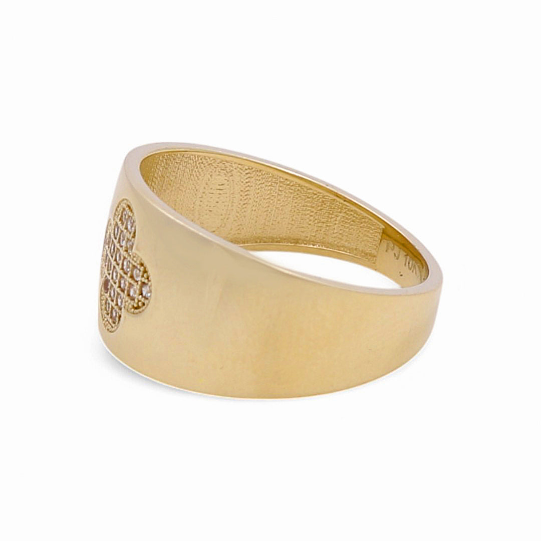 14K Yellow Gold Clover Women's Ring with Cz / Size: 8 / Weight: 2.9 GR / CPWR4CLV-1