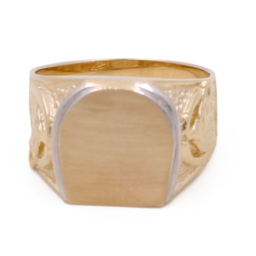 Anillo de moda para hombre en oro amarillo y blanco de 14 quilates / Talla 9,5 / Peso: 7,8 GR / CCMR4FS-3