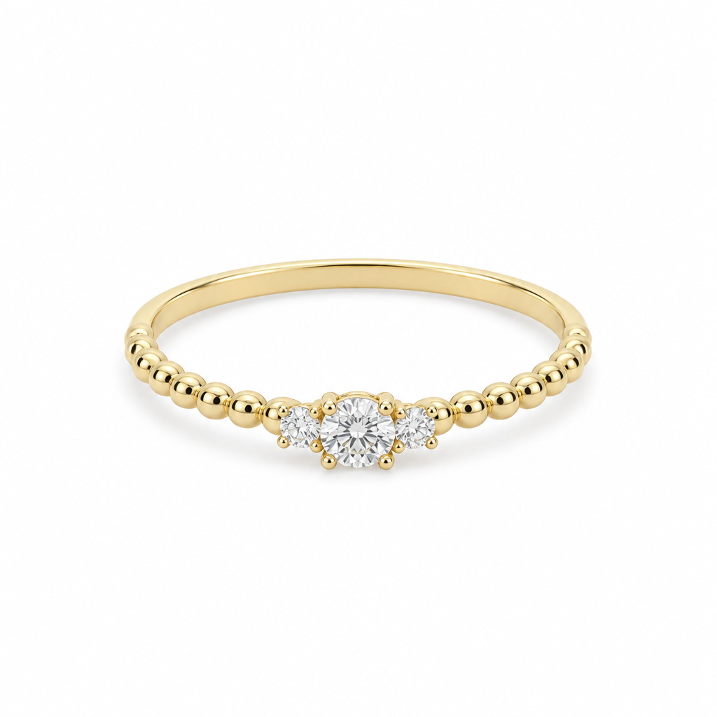 14K Yellow Gold Fashion Women's Ring with Cz / Size: 8 / Weight: 0.8 GR / DQWR4FS-105