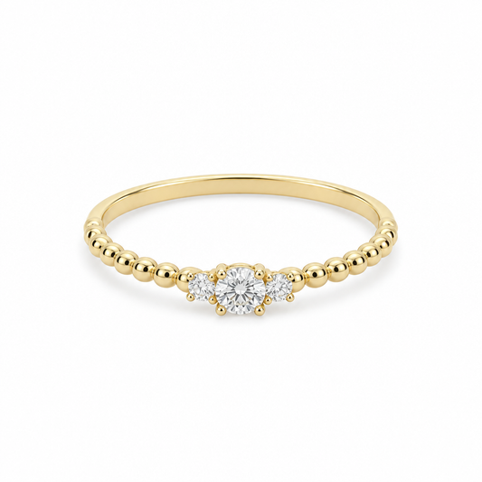 14K Yellow Gold Fashion Women's Ring with Cz / Size: 6 / Weight: 0.7 GR / DQWR4FS-105