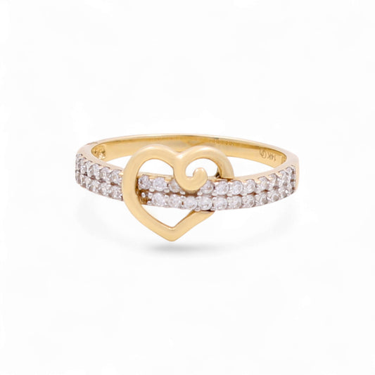 14k Heart Women's  Ring with Cz / Weight 1.8 GR / COWR4HR-9