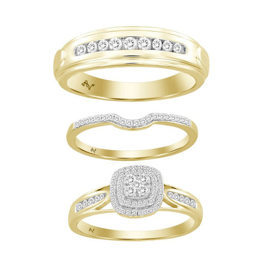 10K Yellow Gold Diamond Trio Set Ring / Stone: 0.50CT / Size: 7 & 10 / 218168Y