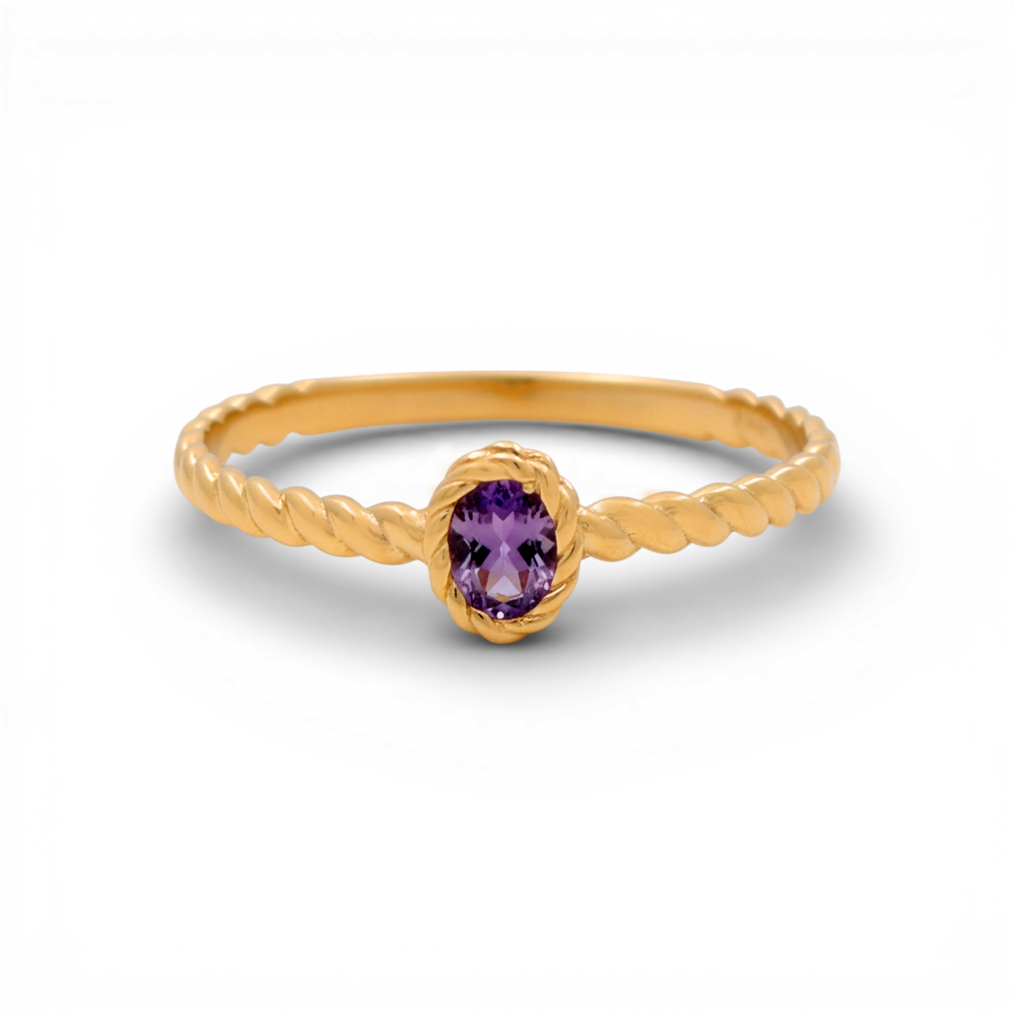 14K Yellow Gold Fashion Women's Ring with Purple Cz / Size: 7.75 / Weight: 1.2 GR / Y24-1278
