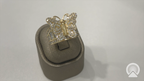 10K Yellow Gold Butterfly Women's Ring with Cz / Size: 8 / Weight: 5.6GR / COWR0BF