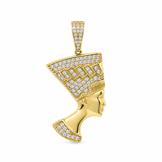14K Yellow Gold Nefertiti Pendant with Cz / Weight 4.9 GR / MGPD4NF