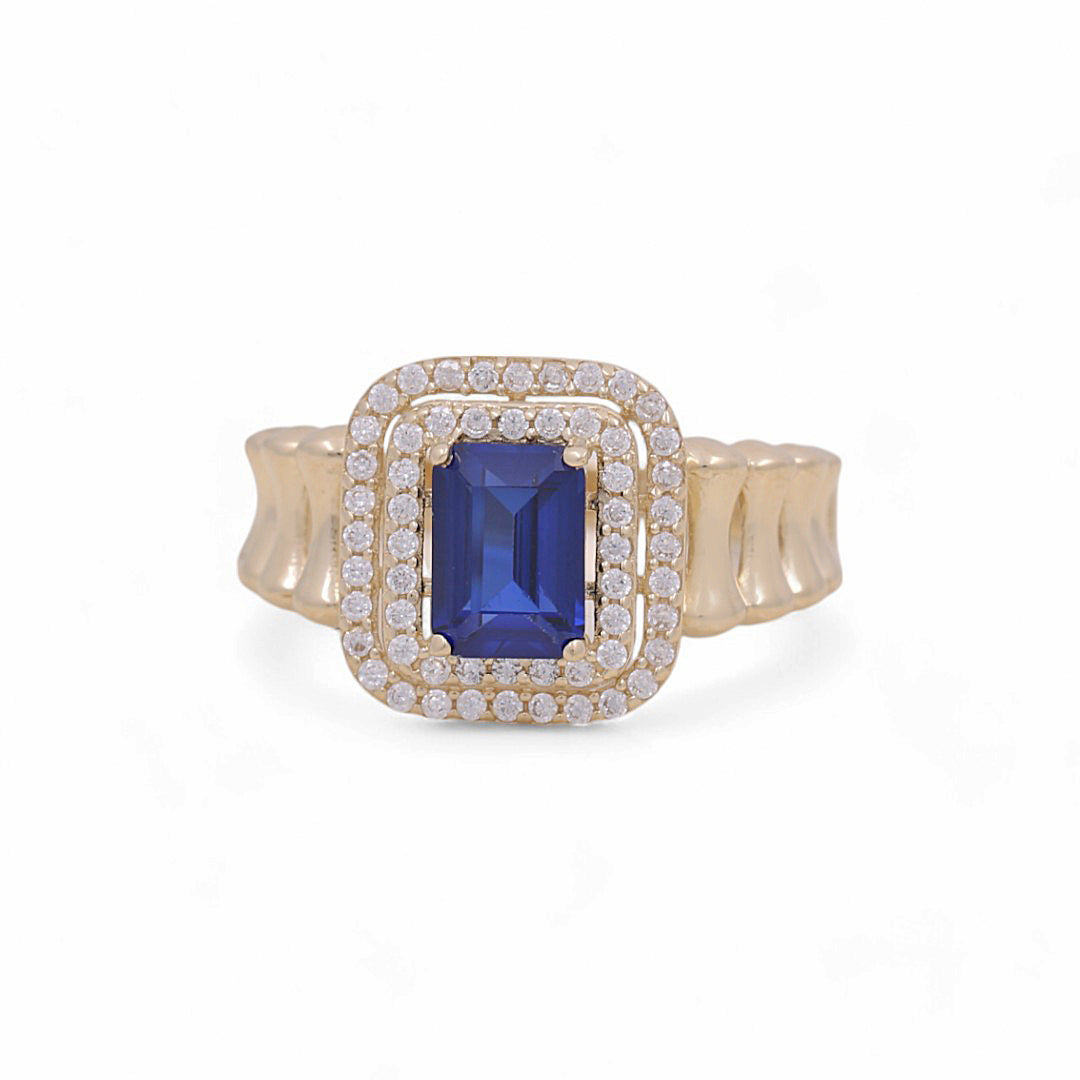 10K Yellow Gold Fashion Women's Ring with Blue Stone / Size: 7 / Weight: 2.4 GR / DPWR0FS-1