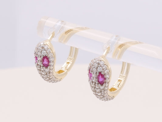 14K Yellow Gold Fashion Snake Hoops Earrings with Cz / Weight 2.0gr / CCEH4SK