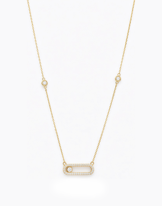 14K Yellow Gold Fashion MK Women's Necklace with Cz / Size: 18" / Weight: 3.5 GR / P55N-82