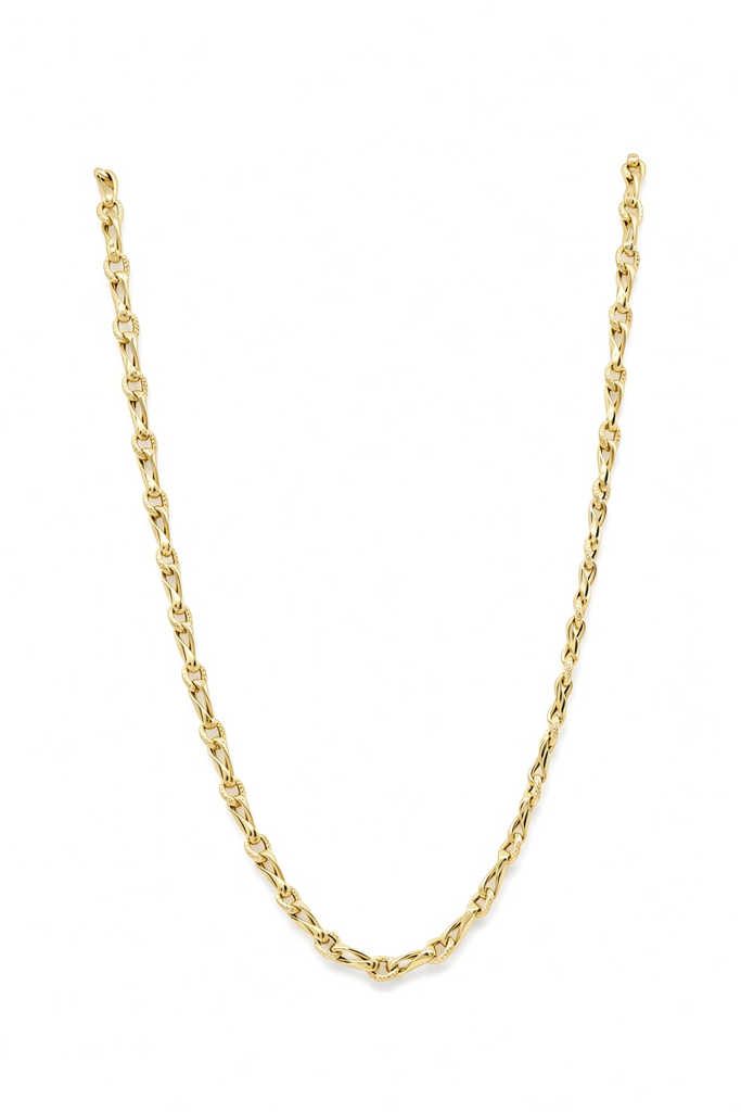 10K Yellow Gold Semisolid Italian Fancy Necklace / Size: 18" / Weight: 6.3 GR / MR701NE