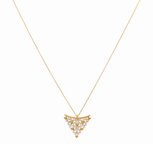 14K Yellow Gold Women's Necklace With Heart and Cz Pendant / Stone: Cz / Size: 16" / Weight: 3.3GR / CCNK4HR-3