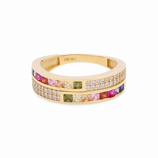 14k Fashion Women's Ring with Colors Cz / Weight 2.9 GR / BOWR4FS-28