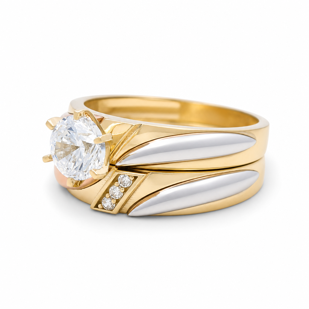14K Yellow, White and Rose Gold Women’s Bridal Set / Stone: Cz / Size: 7 / Weight: 5.4 GR / KEEWR3T4BS-4