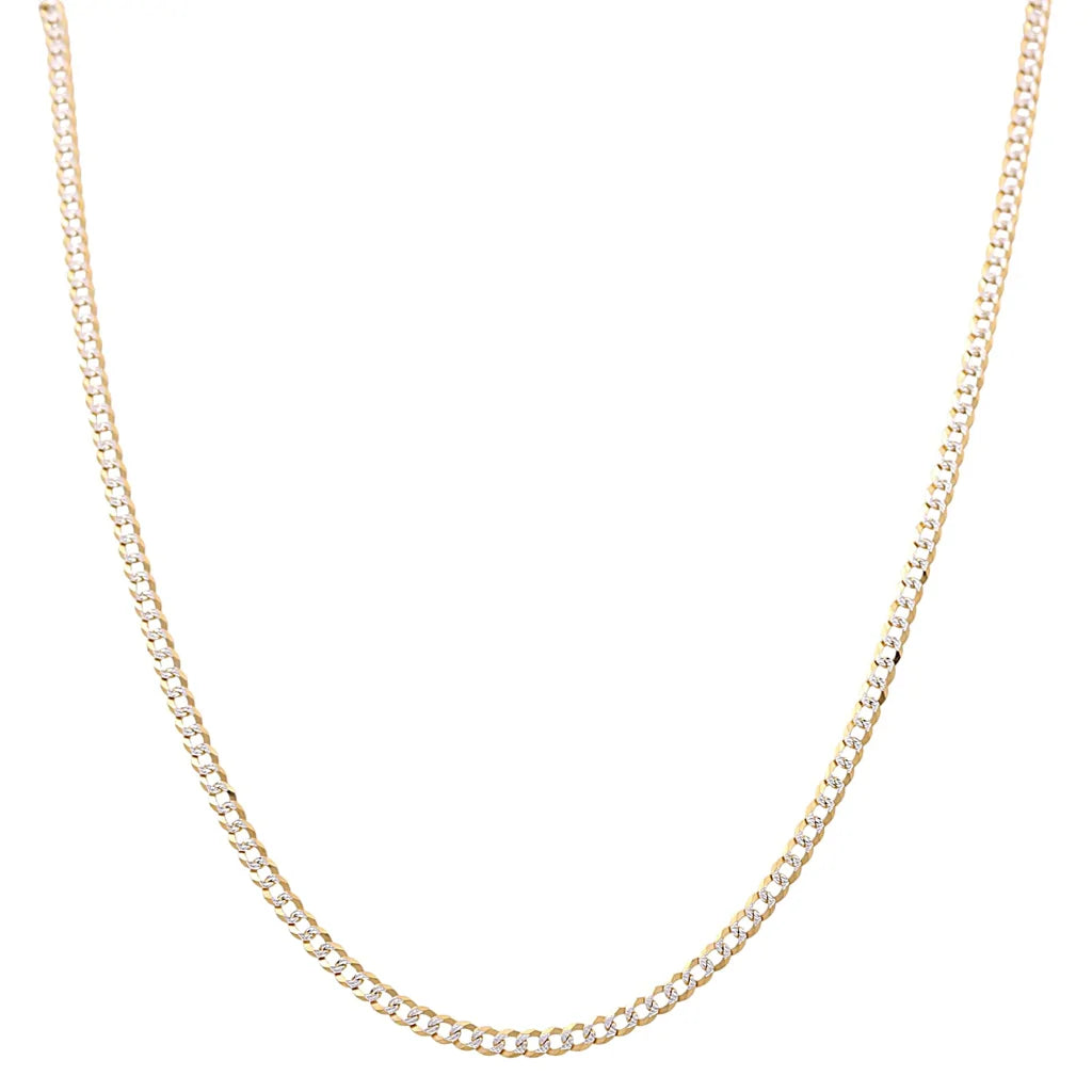 14K Yellow Gold Solid Curb Chain / Size: 3mm 20" / Weight: 5.5 GR / FCEECH4CB3-20