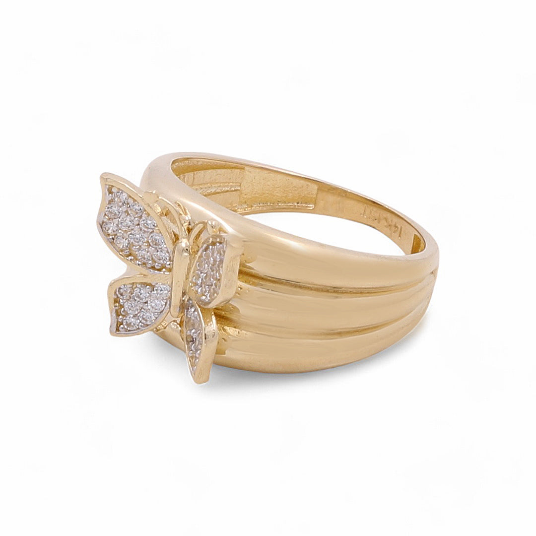 14K Yellow Gold Woman's Butterfly Ring / CZ / Size: 6.5 / COWR4BT-9