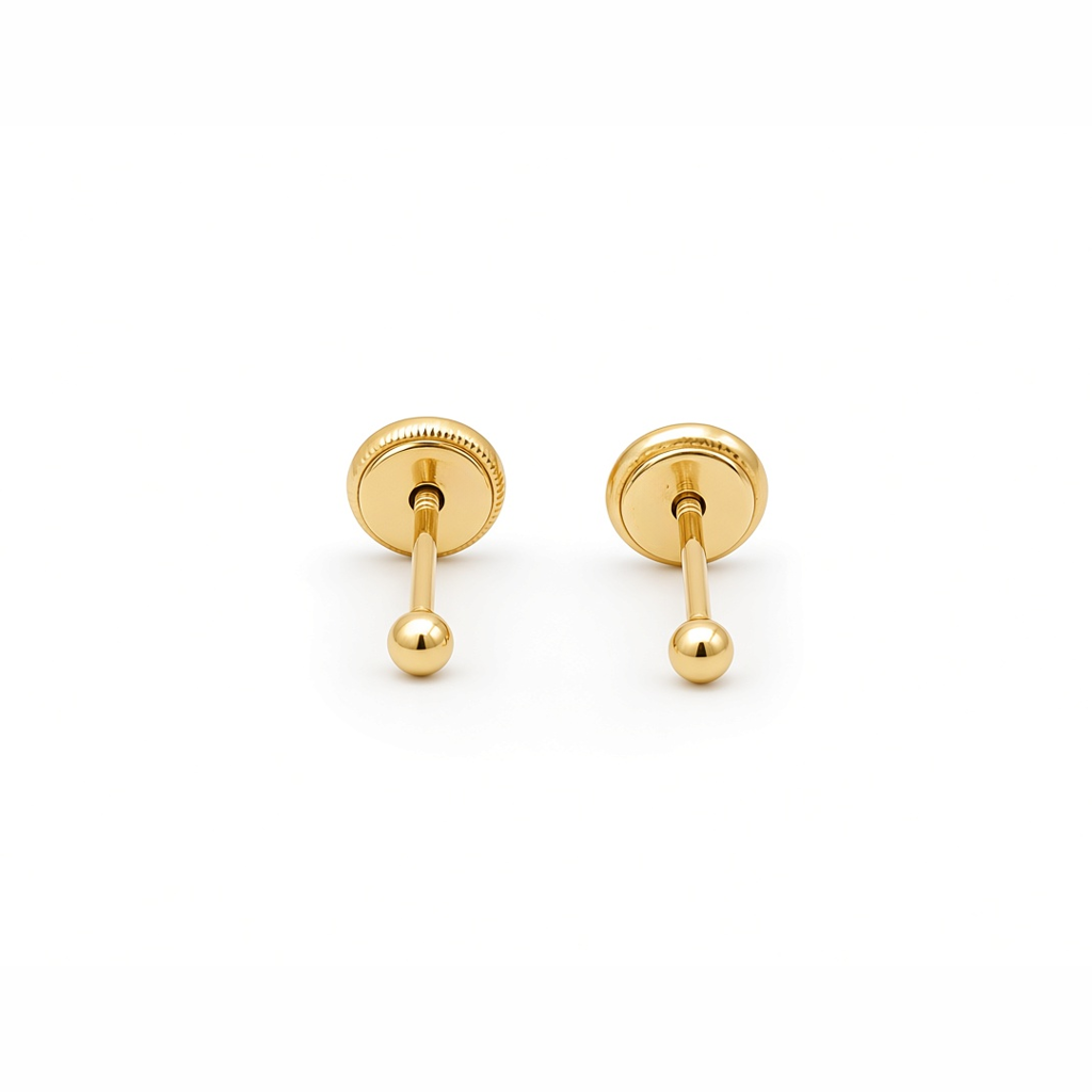 14K Yellow Gold Fashion Balls Stud Earrings / 6-B-2