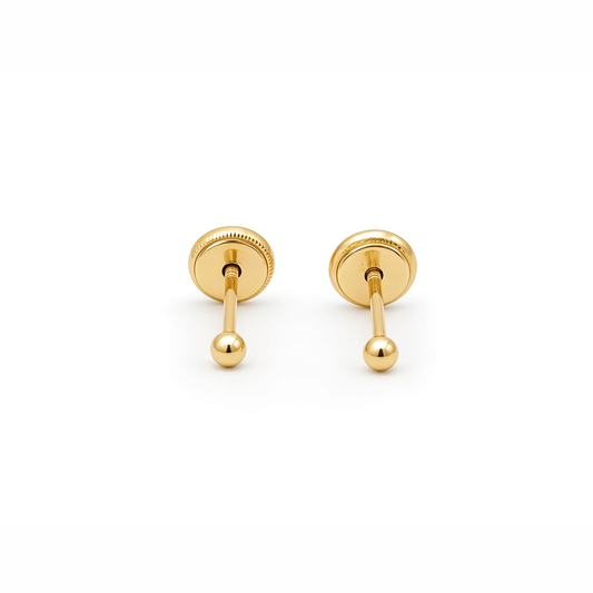 14K Yellow Gold Fashion Balls Stud Earrings / 6-B-2