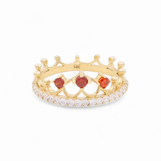 14k Crown Women's Ring with Orange Cz /Weight 2.2 GR / BOWR4CN
