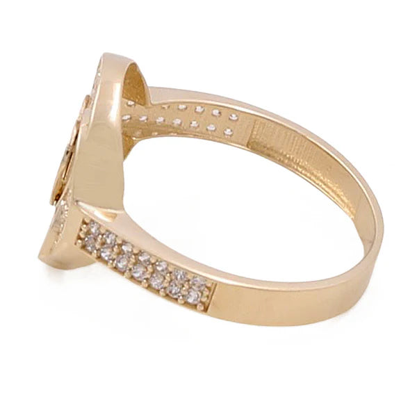 14K Yellow Gold Heart Women's Ring with Cz / Size: 7 / Weight 2.6gr / COWR4HR-19