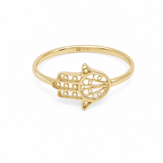 10K Yellow Gold Fatima Hand Women's Ring / Size: 8.5 / Weight: 1.2 GR / DQWR0FH