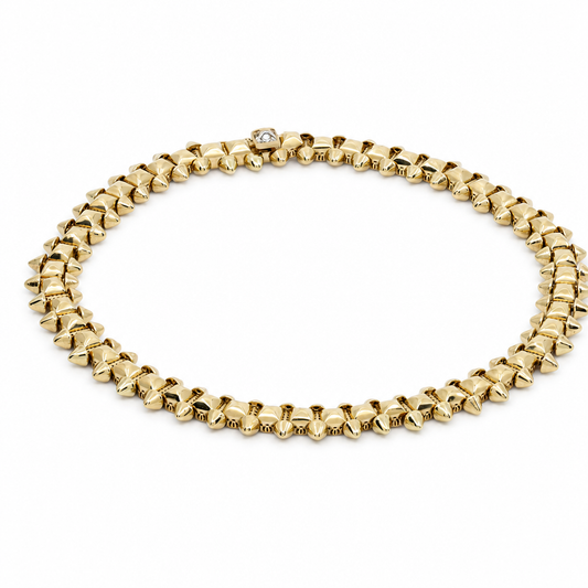 10K Yellow Gold Fashion Women's Bracelet / Cz / Size: 7.25" 7MM / Weight: 8.1 GR / DQWB0FS-10