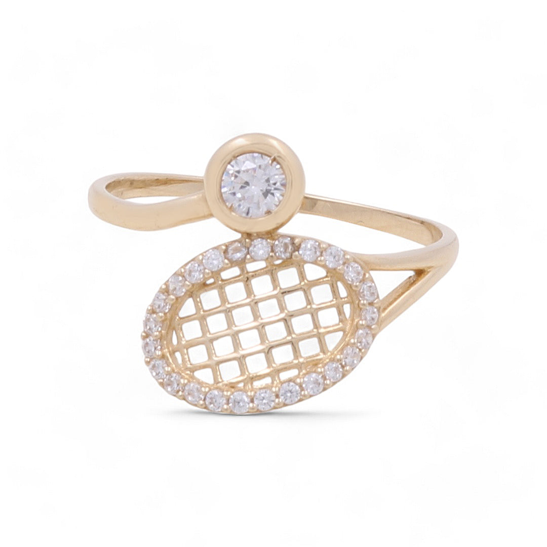 14K Yellow Gold Women’s Mesh Fashion Ring / CZ / Weight: 1.6 GR / COWR4FS-113