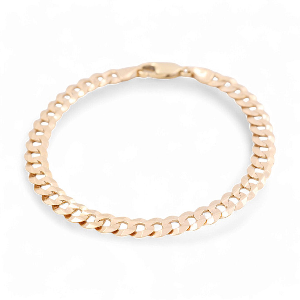 14K Yellow Gold Solid Curb Men's Bracelet / Size: 7mm 8" / Weight: 10.4 GR / FCEEMB4CB7-8