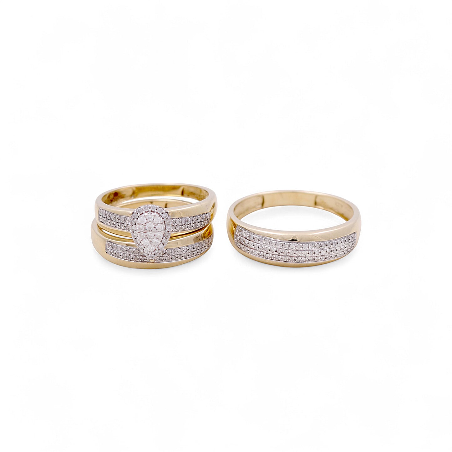 10K Yellow Gold Diamond Trio Set Ring / Stone: 0.50Ct / Size 7 & 10 / 305362Y