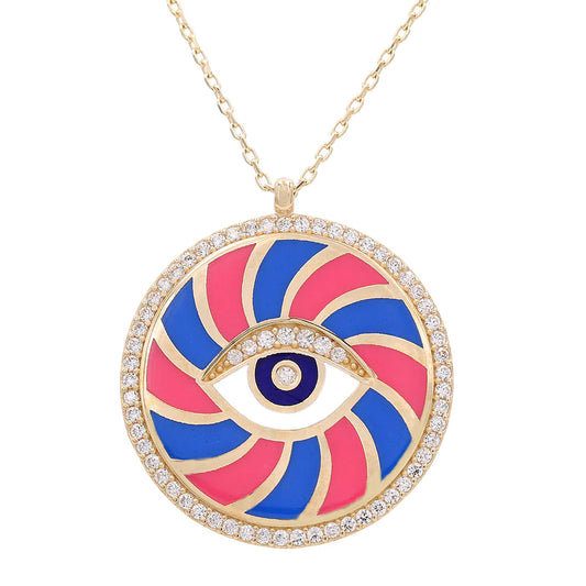 14K Yellow Gold Women's Necklace With Eye Pendant / Size: 16" / Weight: 6 GR / Stone: Cz / CCNK4EY