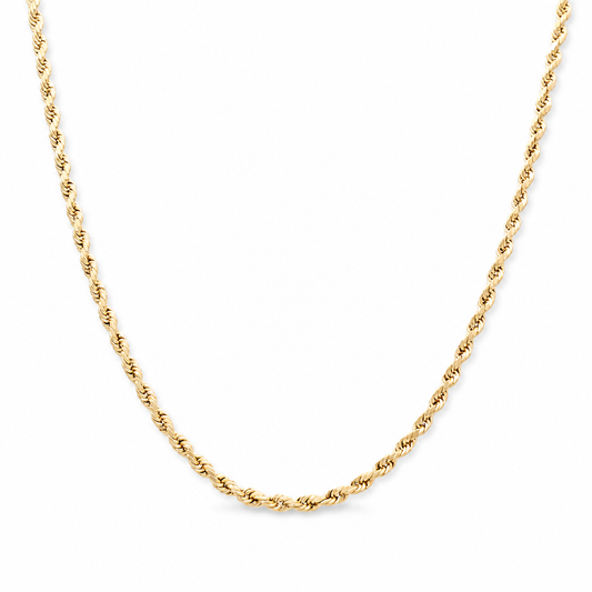 14K Yellow Gold Semisolid Rope Chain / Size: 24" 3.2mm / Weight: 7.8 GR