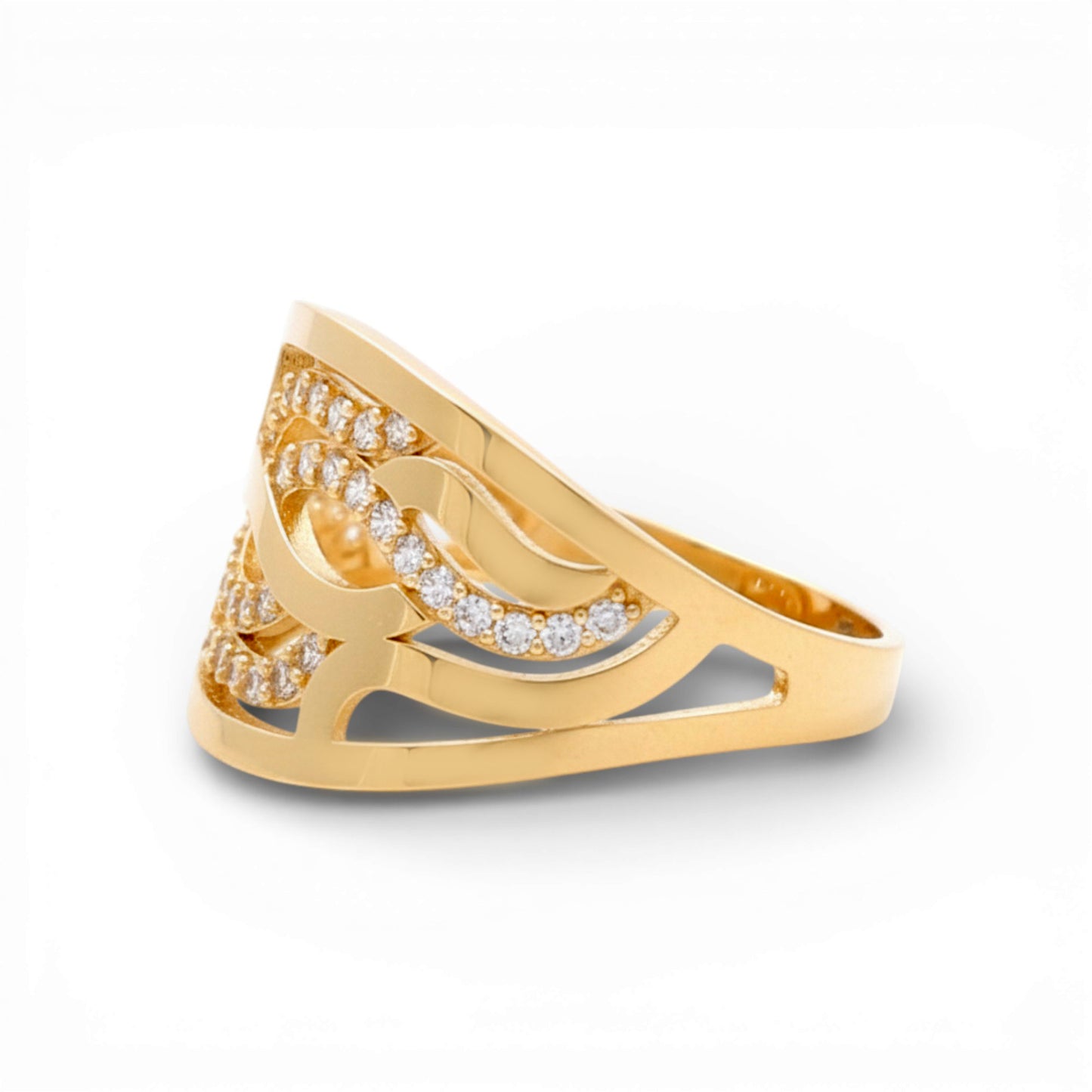 14K Yellow Gold Fashion Women's Ring with Cz / Size: 8 / Weight: 2.4 GR / Y25-422