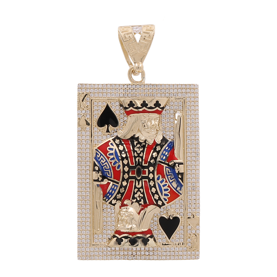 14K Yellow Gold Playing Card Pendant / CZ / COPD4CT-3